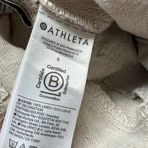 New Athleta Voyager Linen Pant Undyed Beige NWT Casual Beachy Coastal Women’s 8 - Picture 13 of 14